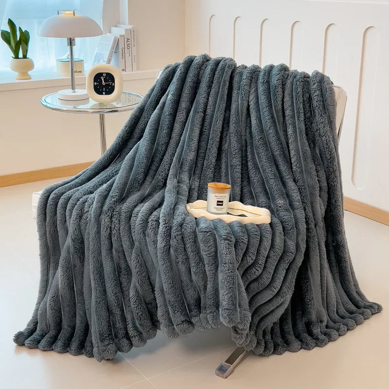 alalar-Solid Thickened Wide Striped  Blanket-بطانية متعددة الوظائف