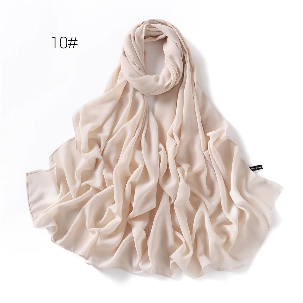 alalar | Solid Color Chiffon Hijab Shawl – 36 Colors, Lightweight Long Wrap (70×180cm)