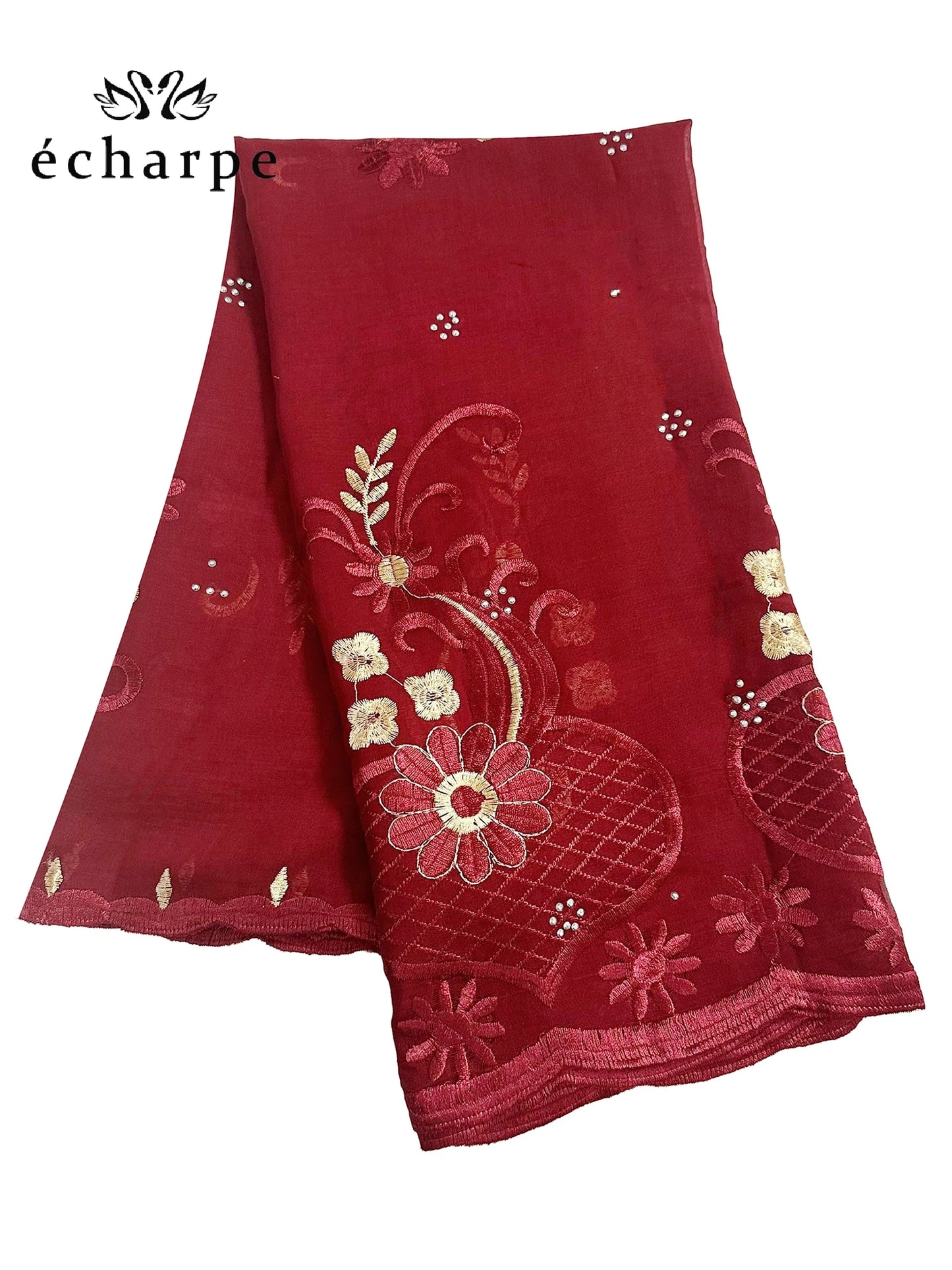 alalar | Dubai-Style Embroidered Cotton Hijab – African Pashmina Turban & Shawl
