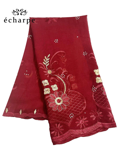 alalar | Dubai-Style Embroidered Cotton Hijab – African Pashmina Turban & Shawl