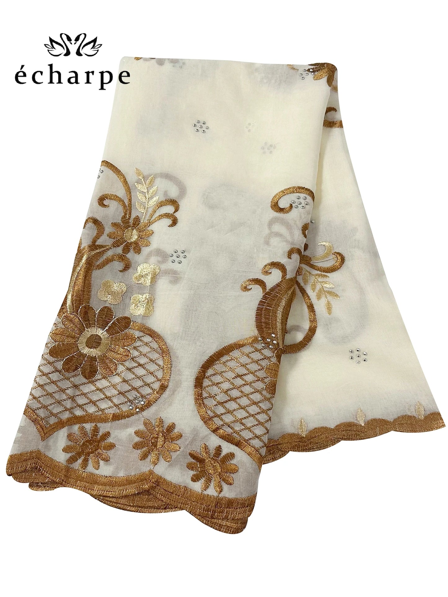 alalar | Dubai-Style Embroidered Cotton Hijab – African Pashmina Turban & Shawl