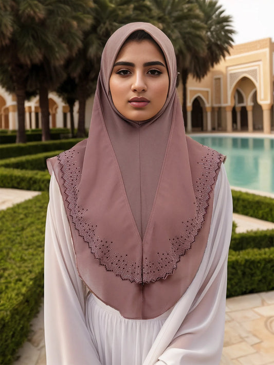Luxury Ramadan Diamonds Chiffon Hijab -alalar
