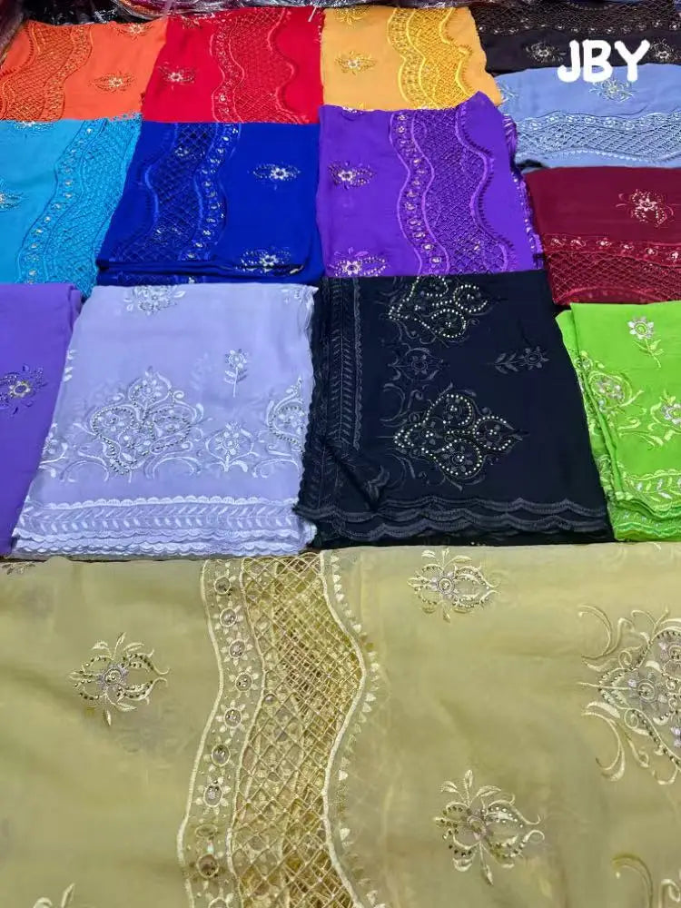 alalar | Luxury Embroidered Cotton Hijab Scarf – African & Dubai Style