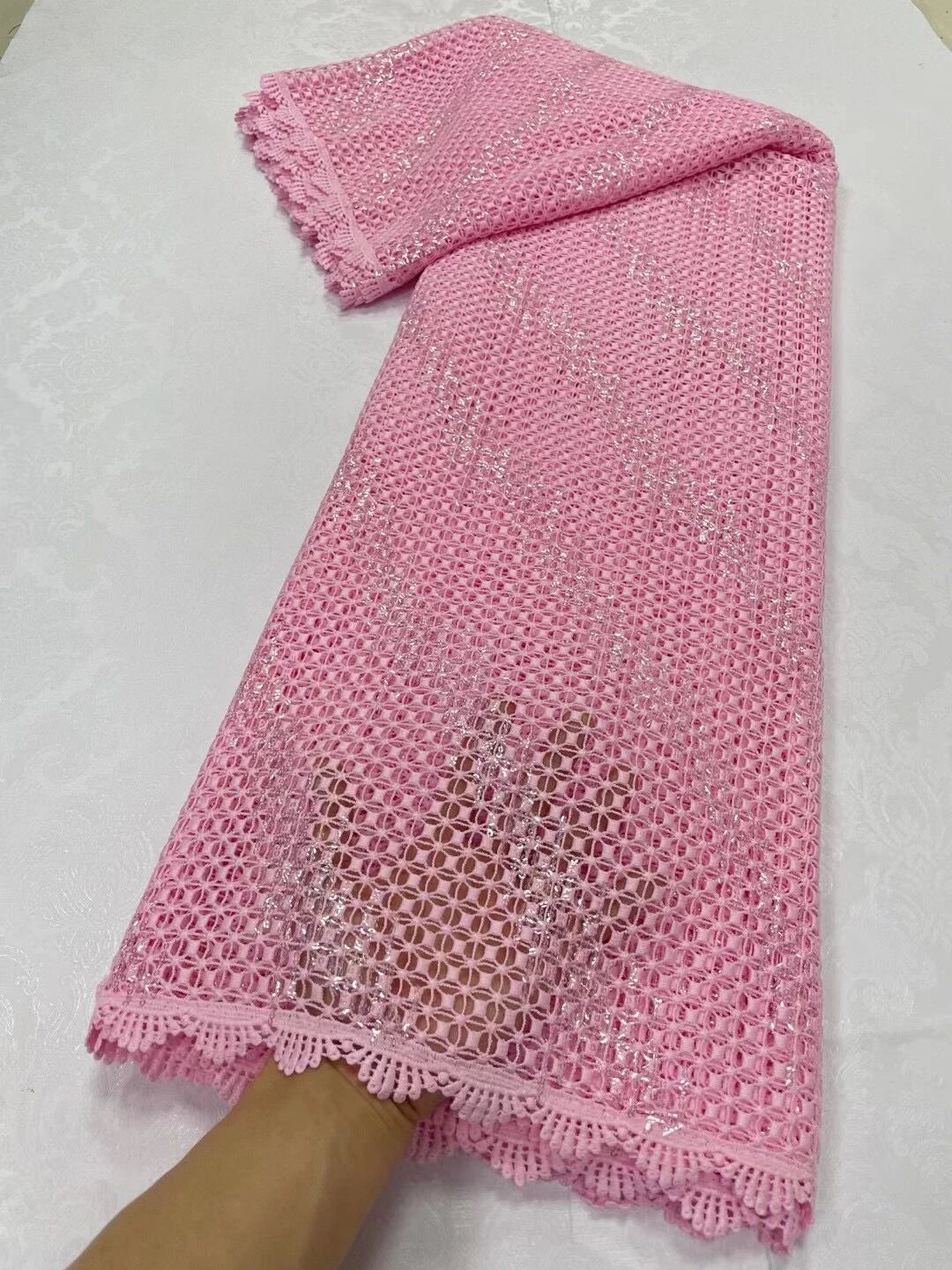 alalar-Premium Nigerian Tulle Lace Fabric – 5 Yards for Wedding, Party, Embroidery & Sequin Dresses, 2024 JL360