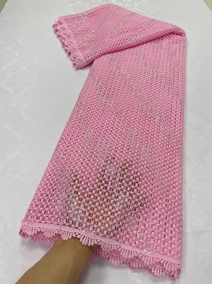 alalar-Premium Nigerian Tulle Lace Fabric – 5 Yards for Wedding, Party, Embroidery & Sequin Dresses, 2024 JL360