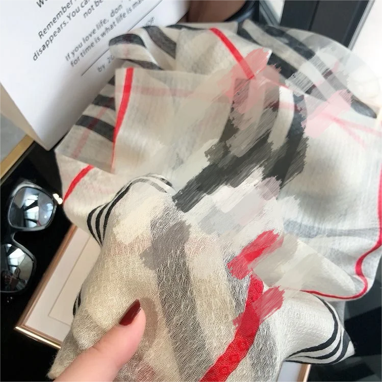 alalar | Checkered Mulberry Silk & Wool Scarf – Luxury Autumn & Winter Shawl for Women