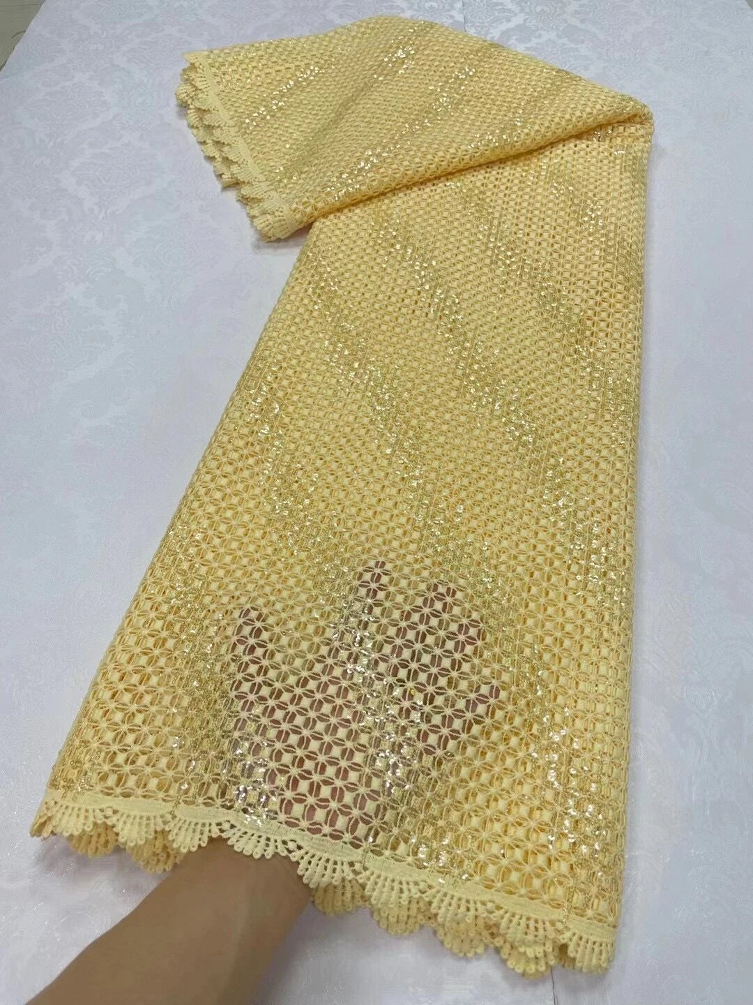 alalar-Premium Nigerian Tulle Lace Fabric – 5 Yards for Wedding, Party, Embroidery & Sequin Dresses, 2024 JL360