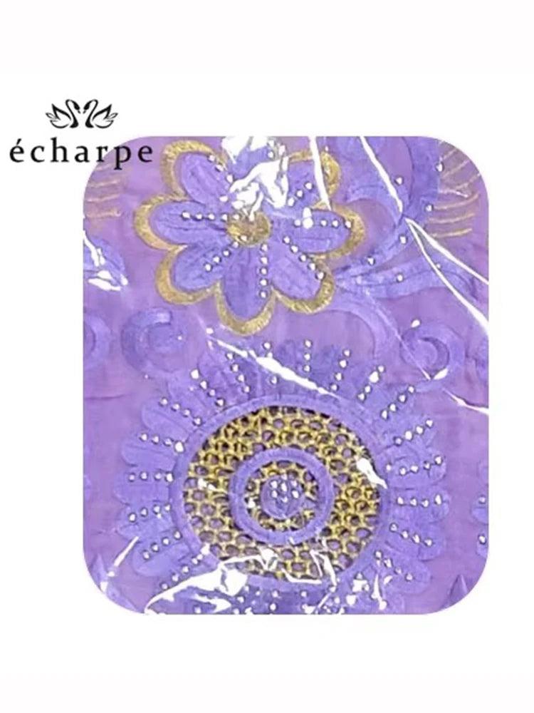 alalar | African Cotton Embroidered Hijab Scarf – Hollow Design Oversized Shawl (210 × 110 cm)