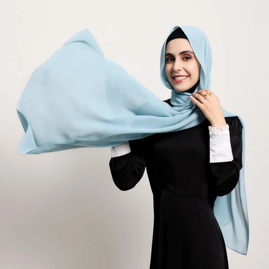 alalar | Solid Color Chiffon Hijab Shawl – 36 Colors, Lightweight Long Wrap (70×180cm)