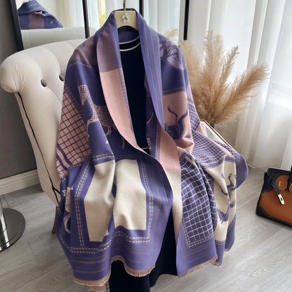 alalar | Luxury Winter Cashmere Scarf for Women — Horse Print Design