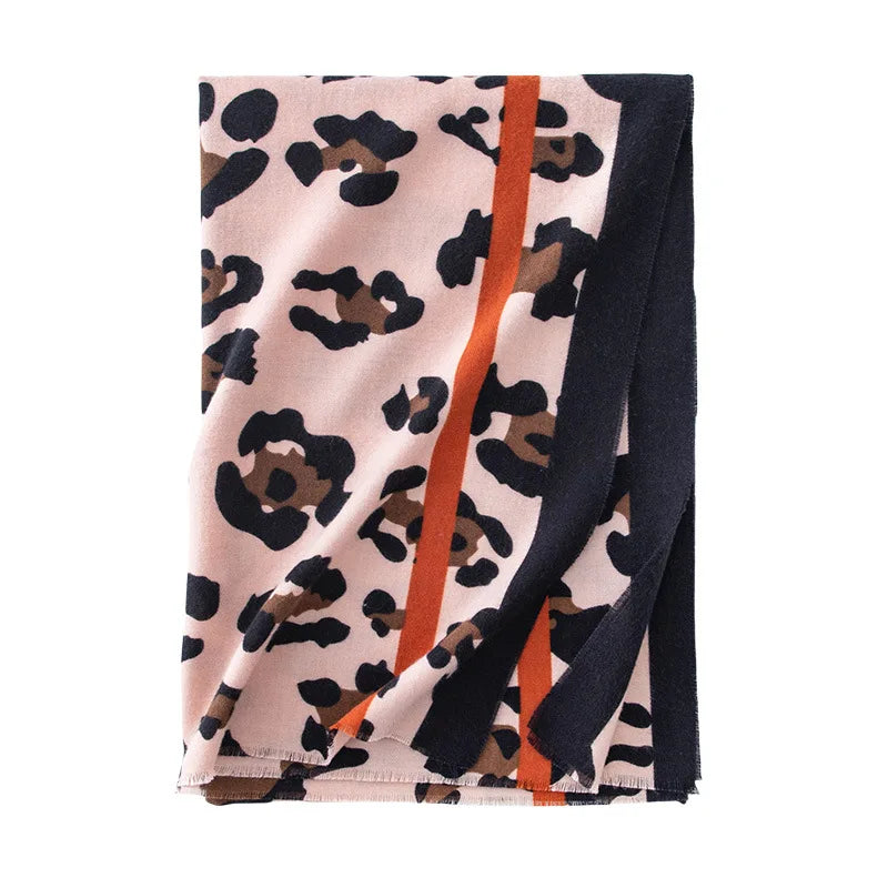 alalar | Luxury Leopard & Paisley Cashmere-Feel Scarf – Retro Printed Winter Shawl for Women