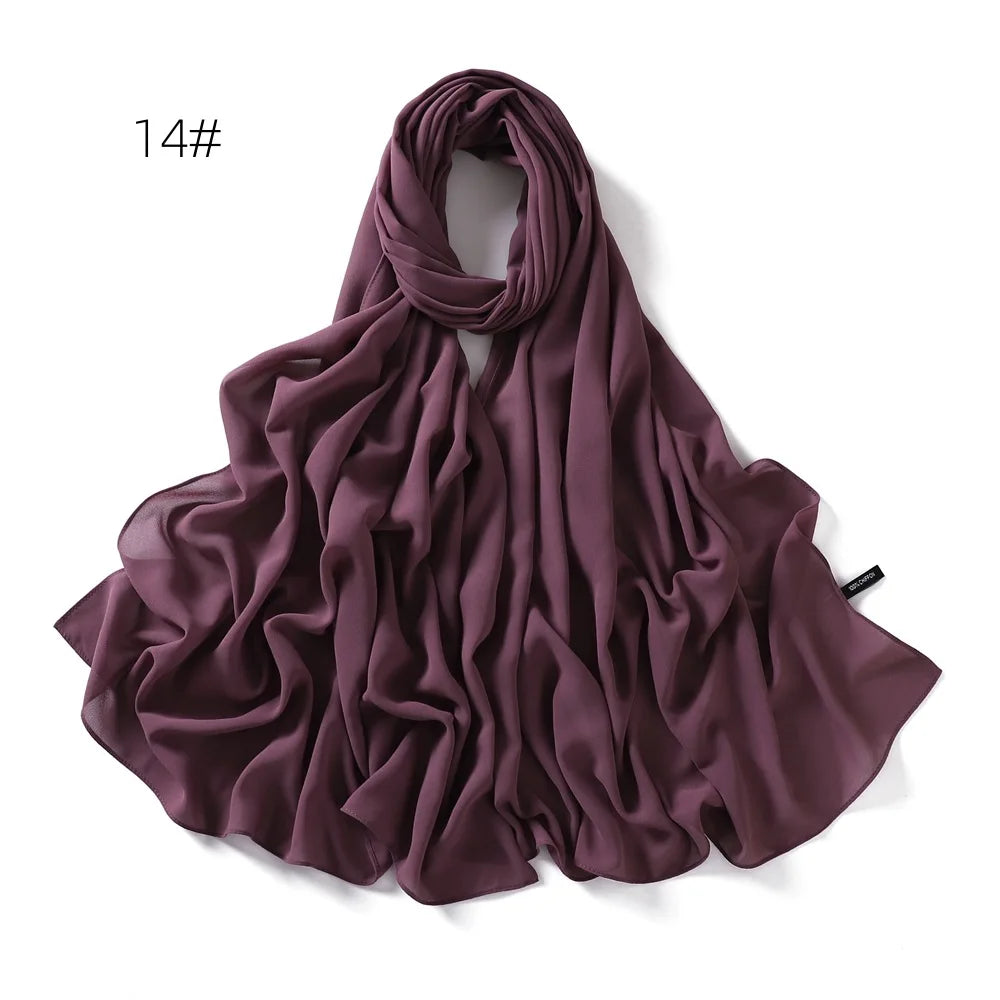 alalar | Solid Color Chiffon Hijab Shawl – 36 Colors, Lightweight Long Wrap (70×180cm)