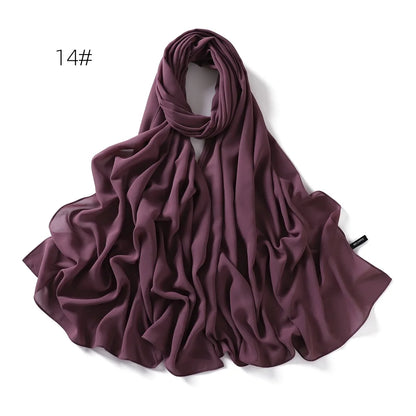alalar | Solid Color Chiffon Hijab Shawl – 36 Colors, Lightweight Long Wrap (70×180cm)