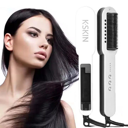 alalar-Health-Beauty Professional Salon 2in1 Steampod Nano Spray Hair Straightener Beauty Care Hot Steam Ionic Hair Straightening Styler Comb Brush- احترافي جهاز فرد الشعر بالبخار الساخن