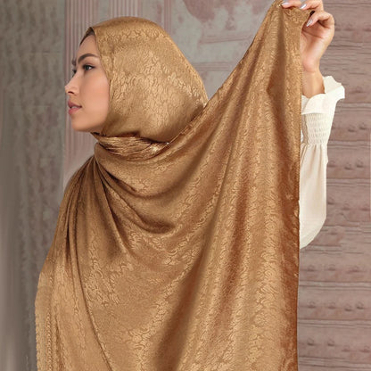 Fashion Leaf Print Satin Hijab -alalar