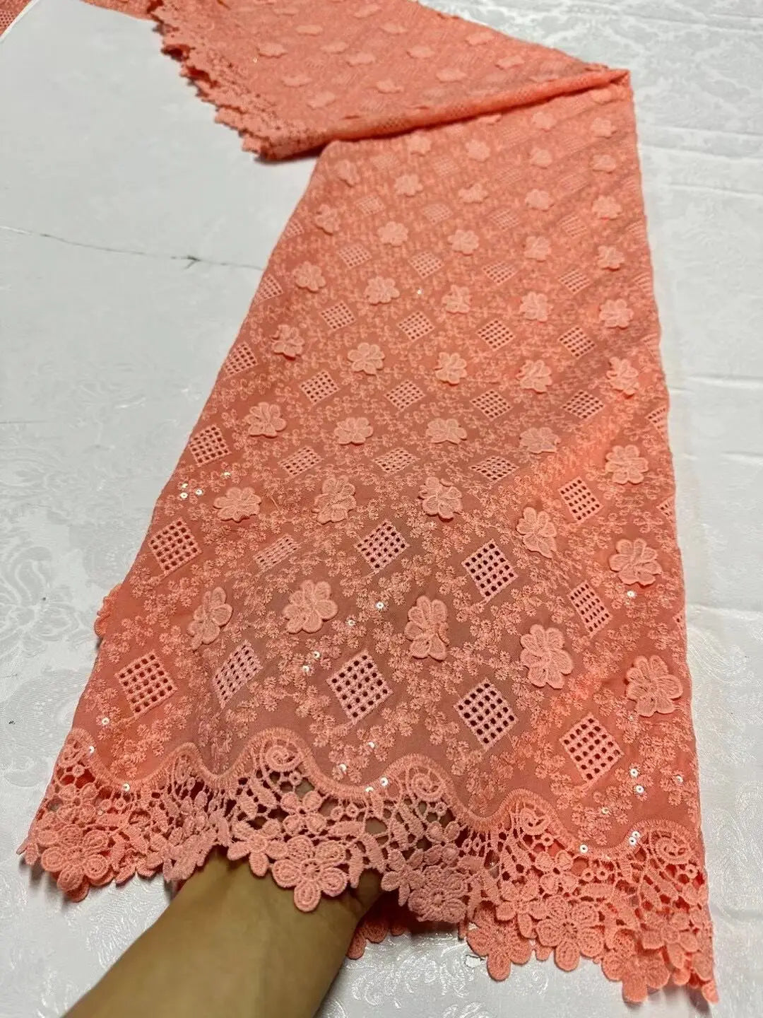 alalar-Premium Nigerian Tulle Lace Fabric – 5 Yards for Wedding, Party, Embroidery & Sequin Dresses, 2024 JL360