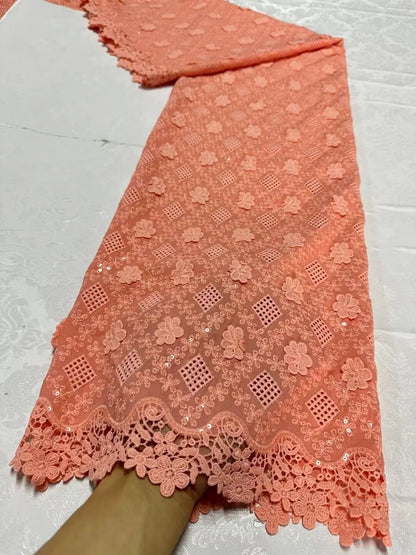 alalar-Premium Nigerian Tulle Lace Fabric – 5 Yards for Wedding, Party, Embroidery & Sequin Dresses, 2024 JL360