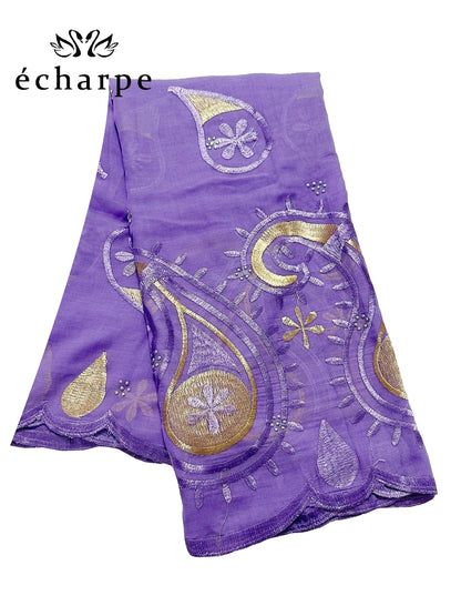 alalar | Dubai-Style Embroidered Cotton Hijab – African Pashmina Turban & Shawl