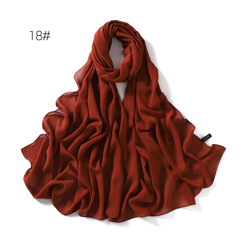 alalar | Solid Color Chiffon Hijab Shawl – 36 Colors, Lightweight Long Wrap (70×180cm)