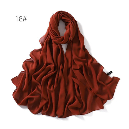 alalar | Solid Color Chiffon Hijab Shawl – 36 Colors, Lightweight Long Wrap (70×180cm)