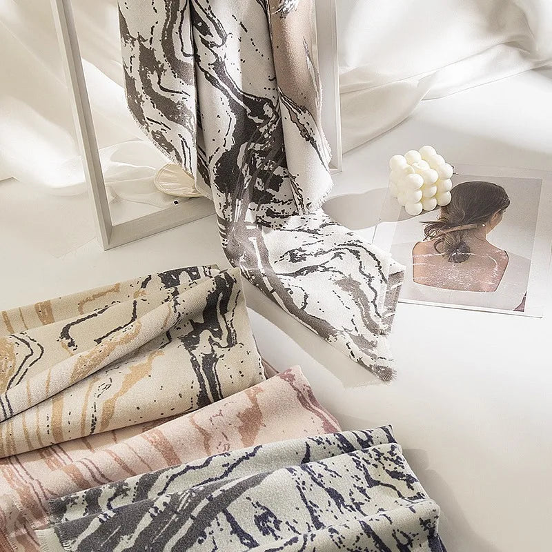 alalar | Elegant Autumn & Winter Cashmere-Feel Shawl – Printed Warm Scarf for Women