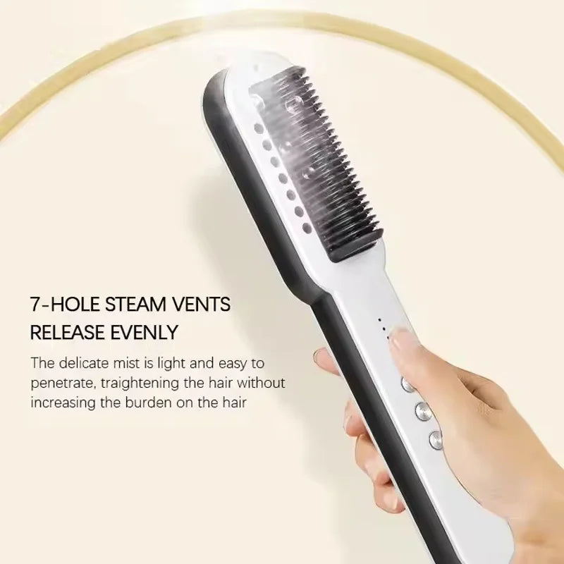 alalar-Health-Beauty Professional Salon 2in1 Steampod Nano Spray Hair Straightener Beauty Care Hot Steam Ionic Hair Straightening Styler Comb Brush- احترافي جهاز فرد الشعر بالبخار الساخن