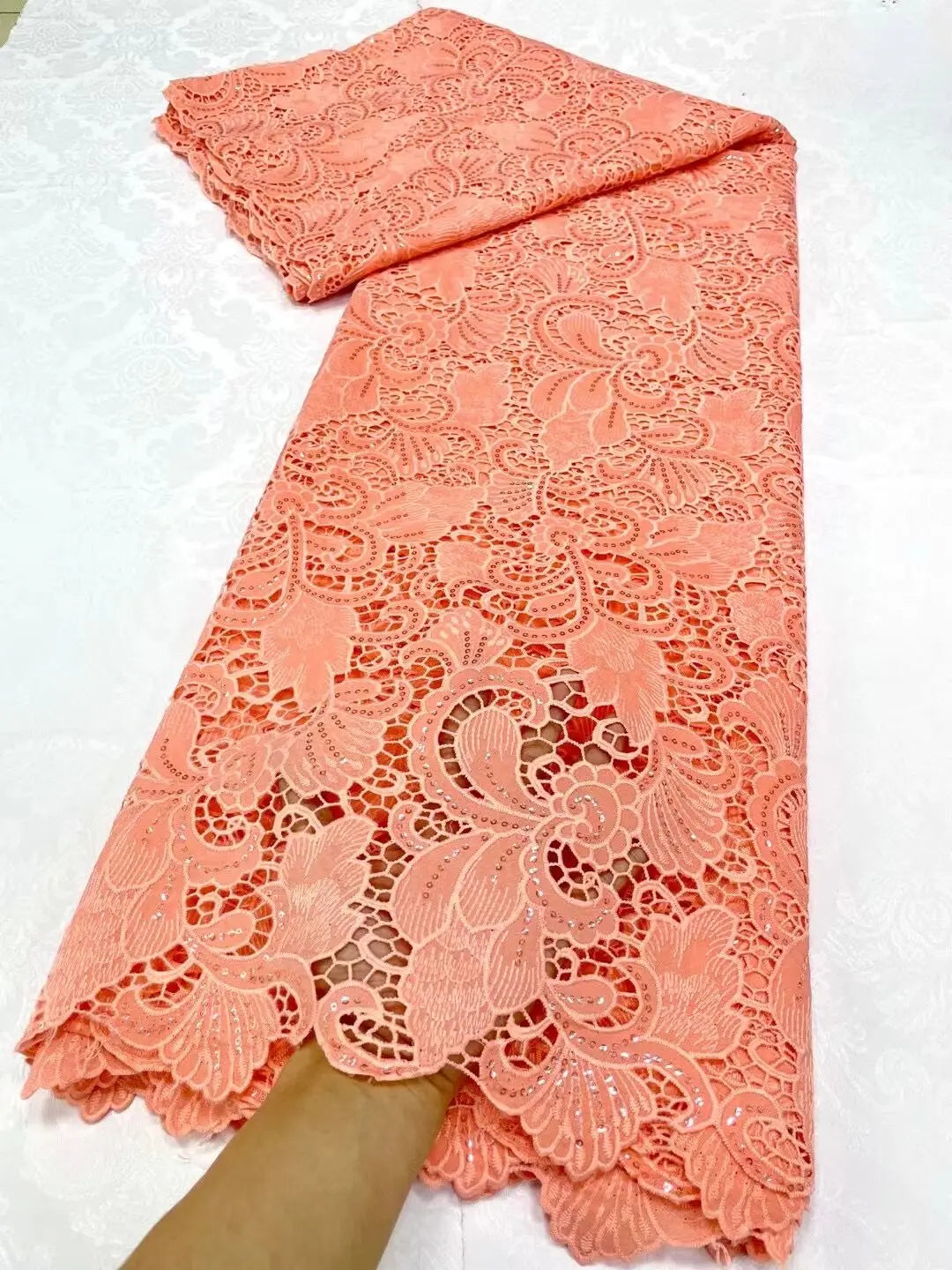 alalar-Premium Nigerian Tulle Lace Fabric – 5 Yards for Wedding, Party, Embroidery & Sequin Dresses, 2024 JL360