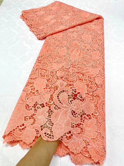 alalar-Premium Nigerian Tulle Lace Fabric – 5 Yards for Wedding, Party, Embroidery & Sequin Dresses, 2024 JL360
