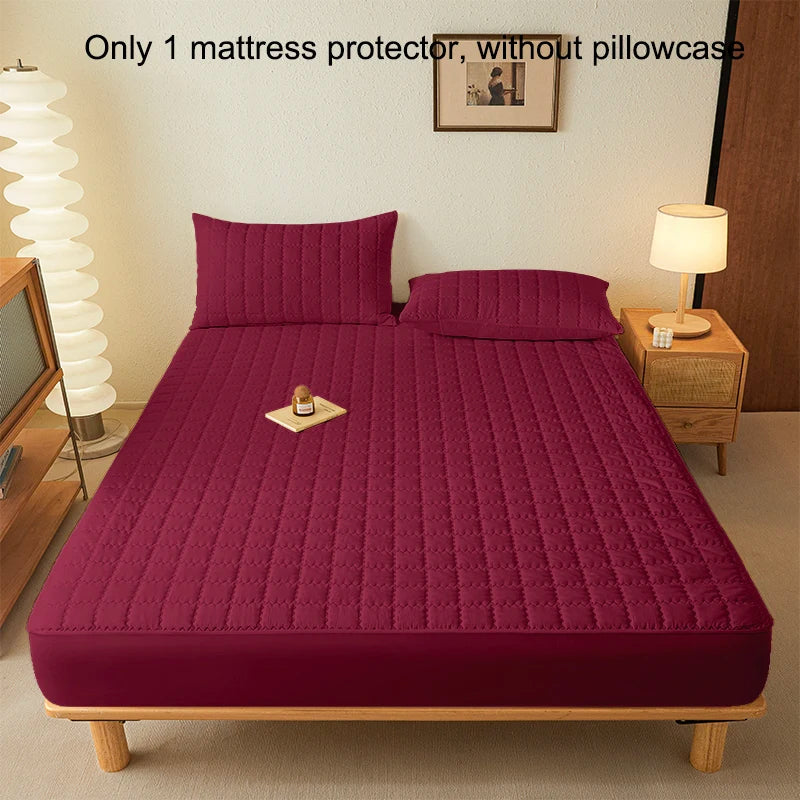 alalar-1 simple modern square Waterproof laminated Fitted Sheet,Wine red color bed cover for bedroom,bedding(excluding pillowcase)