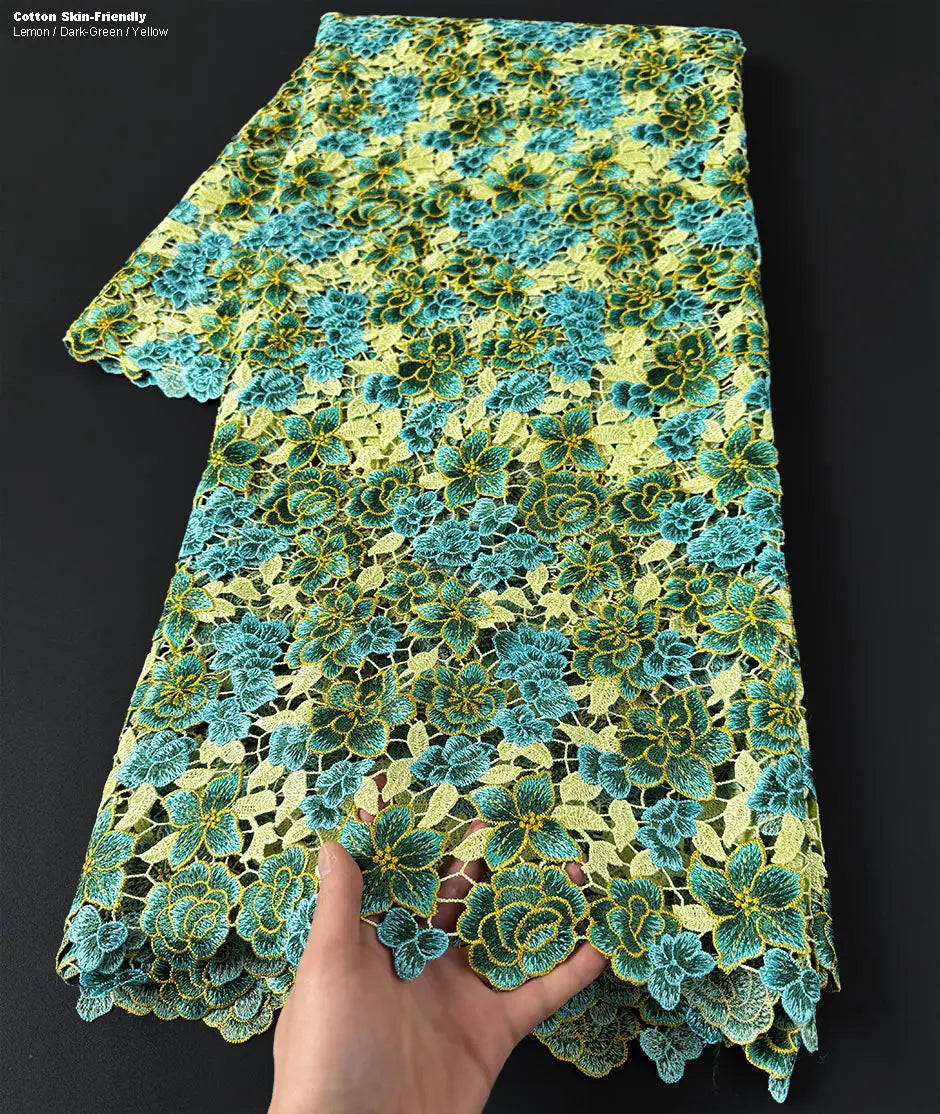 alalar | Luxury Floral Guipure Lace Fabric – Soft African Embroidery Ceremony Lace