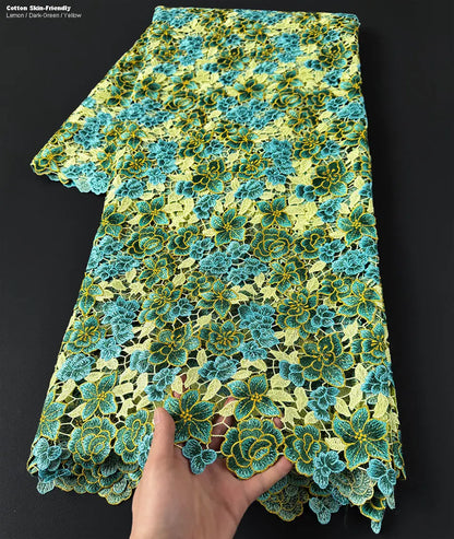 alalar | Luxury Floral Guipure Lace Fabric – Soft African Embroidery Ceremony Lace