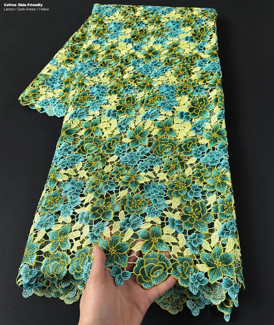 alalar | Luxury Floral Guipure Lace Fabric – Soft African Embroidery Ceremony Lace