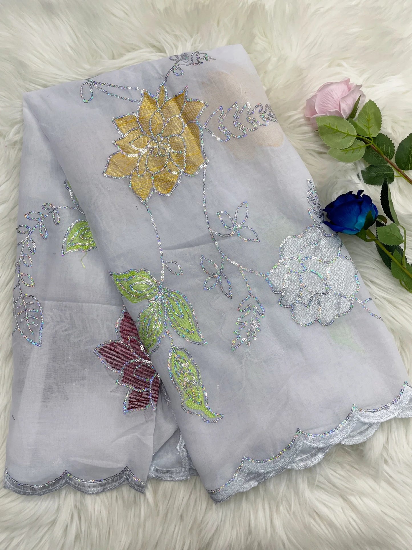 alalar | African Cotton Embroidered Hijab – Multicolor Dubai Ramadan Pashmina Wrap