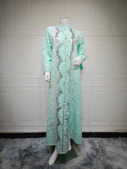 alalar | Luxury Moroccan Floral Embroidered Abaya – Dubai Beaded Kaftan Evening Dress