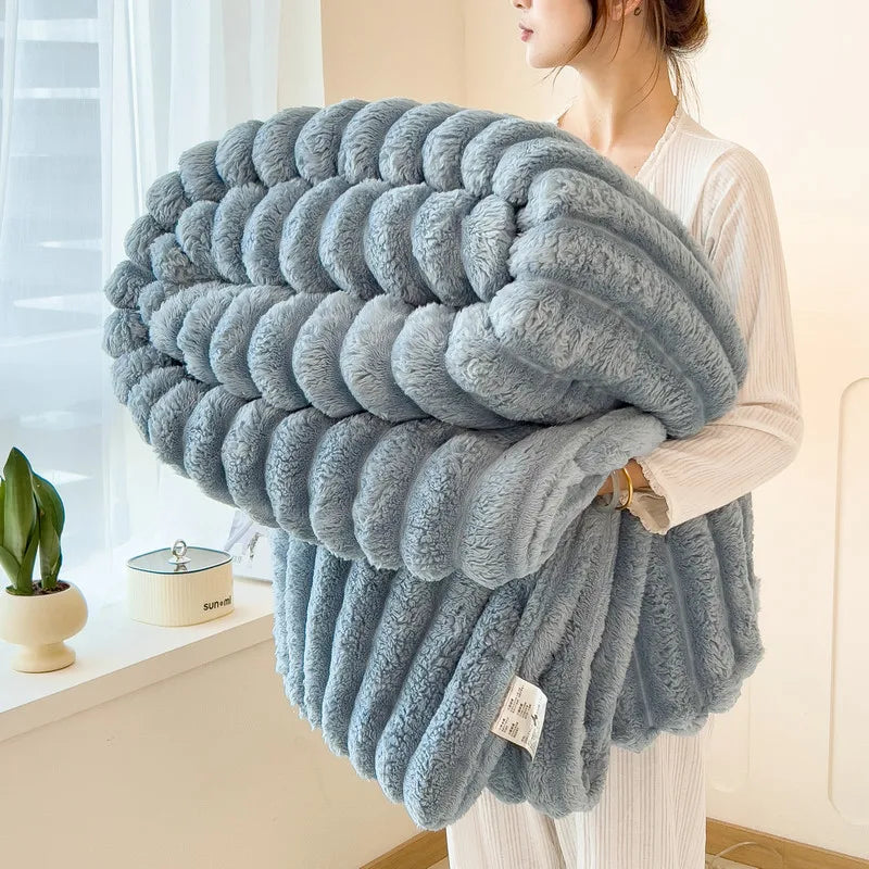 alalar-Solid Thickened Wide Striped  Blanket-بطانية متعددة الوظائف