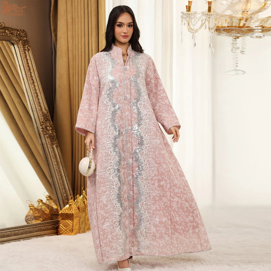 alalar | Luxury Moroccan Floral Embroidered Abaya – Dubai Beaded Kaftan Evening Dress