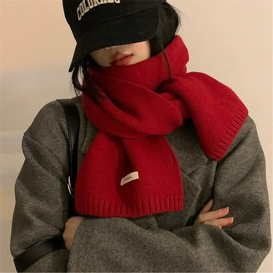 alalar-Women Classic Red Scarf  - Wool Muffler