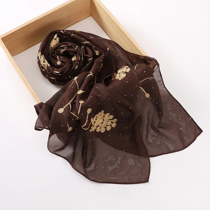 alalar | Embroidered Diamond Chiffon Hijab – Elegant Scarf & Turban Style Headwrap for Women