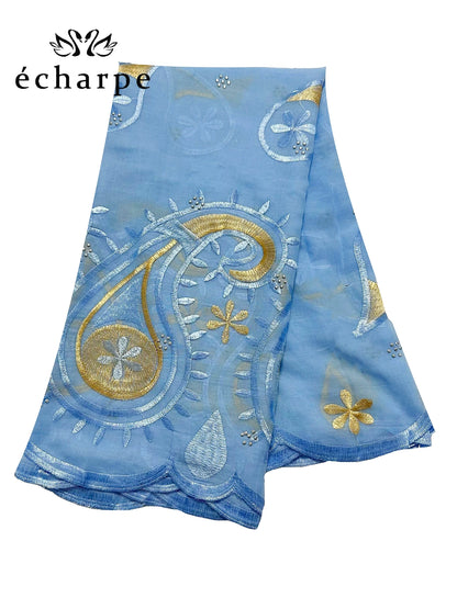 alalar | Dubai-Style Embroidered Cotton Hijab – African Pashmina Turban & Shawl