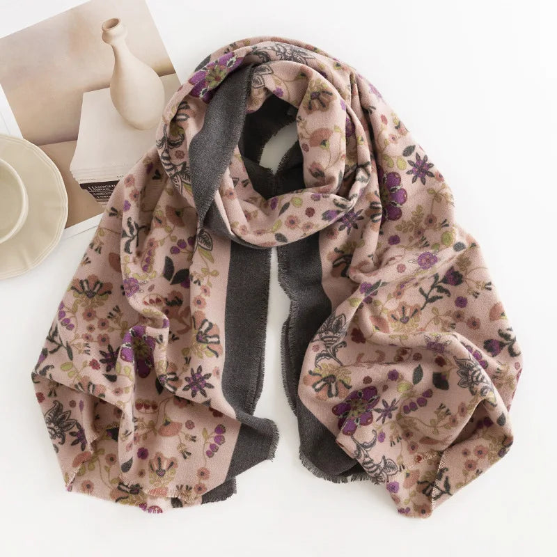 alalar | Elegant Autumn & Winter Cashmere-Feel Shawl – Printed Warm Scarf for Women