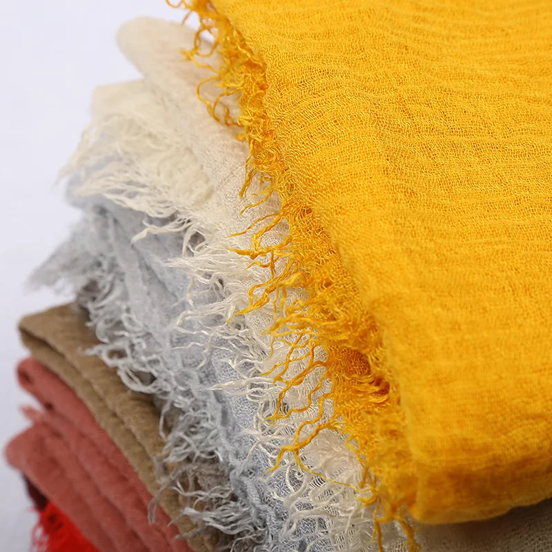 alalar-Big size  crinkle scarf for women soft cotton headscarf