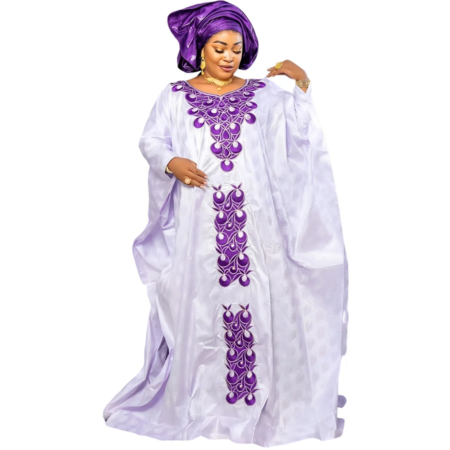 ALALAR | African Embroidered Abaya Dress – Elegant Plus Size Modest Wear for Women