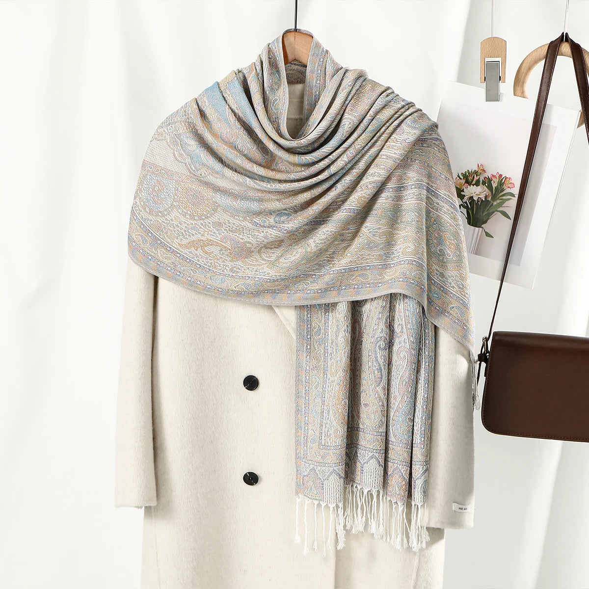 TZ Promise Paisley Arcobaleno Scialle di Pashmina Donna TZ Promise Paisley Arcobaleno Scialle di Pashmina Donna