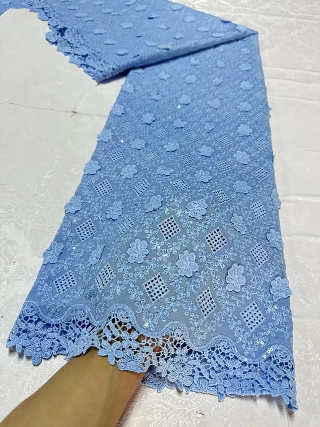 alalar-Premium Nigerian Tulle Lace Fabric – 5 Yards for Wedding, Party, Embroidery & Sequin Dresses, 2024 JL360