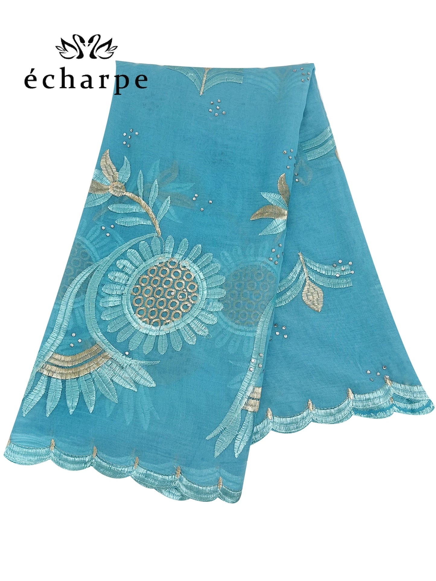 alalar | Dubai-Style Embroidered Cotton Hijab – African Pashmina Turban & Shawl