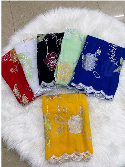 ALALAR | Embroidered Cotton Hijab Scarf – African Style Multicolor Muslim Headscarf Dubai Fashion