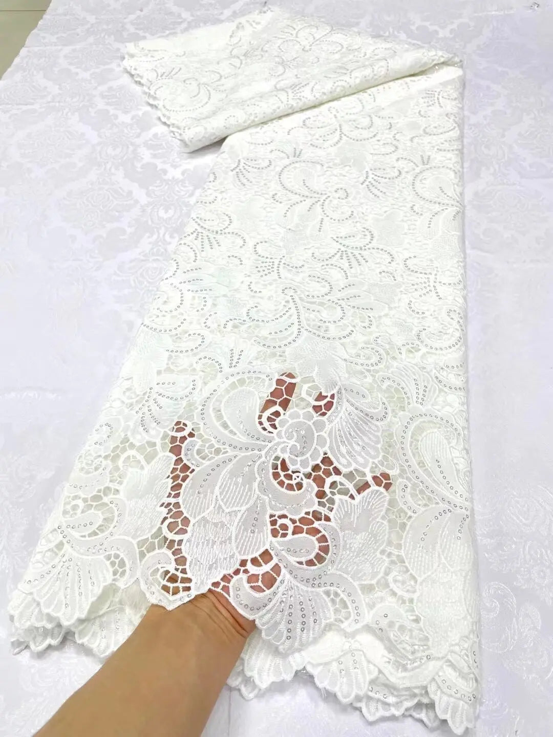 alalar-Premium Nigerian Tulle Lace Fabric – 5 Yards for Wedding, Party, Embroidery & Sequin Dresses, 2024 JL360