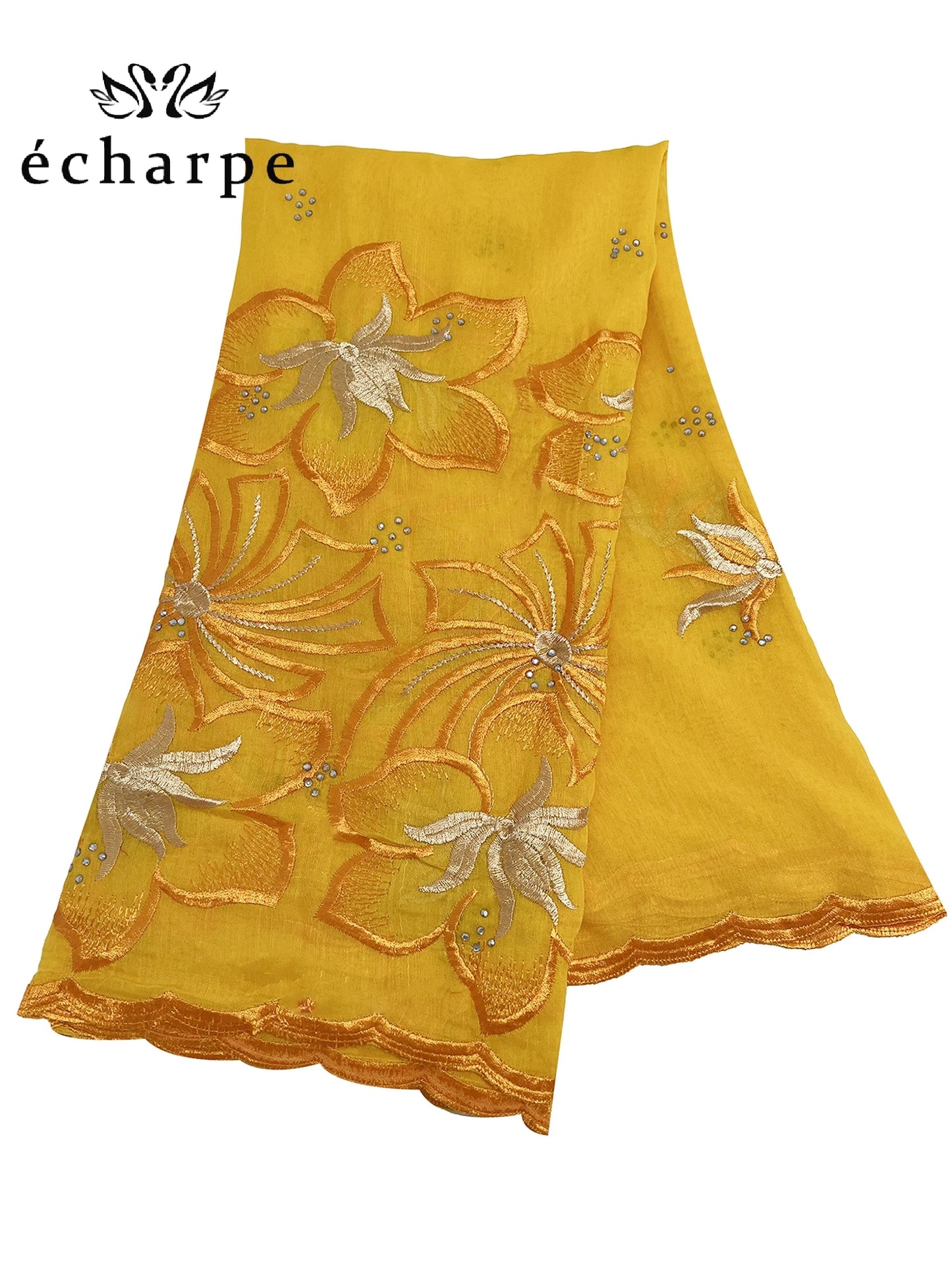 alalar | Dubai-Style Embroidered Cotton Hijab – African Pashmina Turban & Shawl