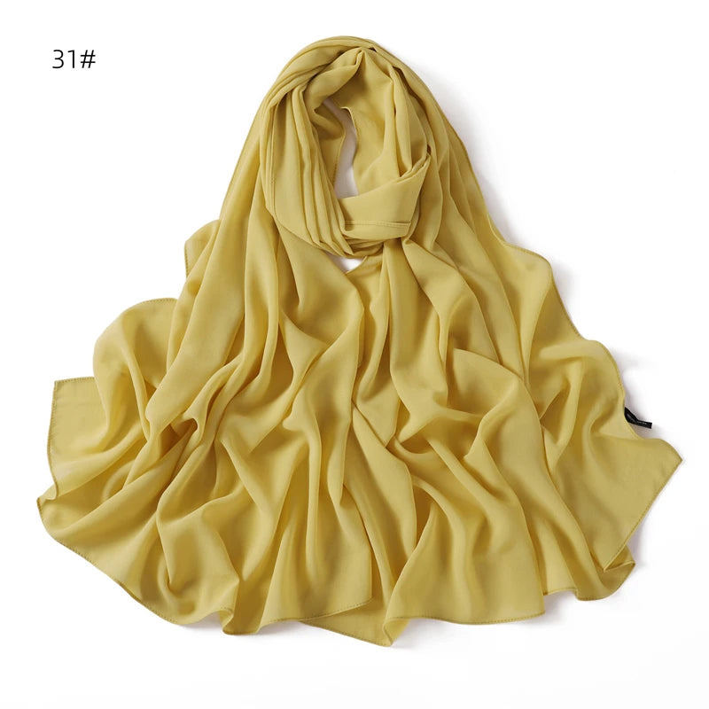 alalar | Solid Color Chiffon Hijab Shawl – 36 Colors, Lightweight Long Wrap (70×180cm)