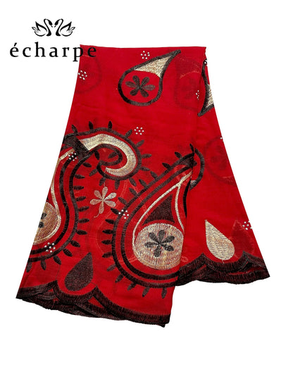 alalar | Dubai-Style Embroidered Cotton Hijab – African Pashmina Turban & Shawl